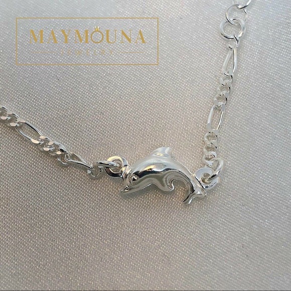 925 Sterling Silver Tag & Dolphin Kids Bracelet - Picture 2 of 6
